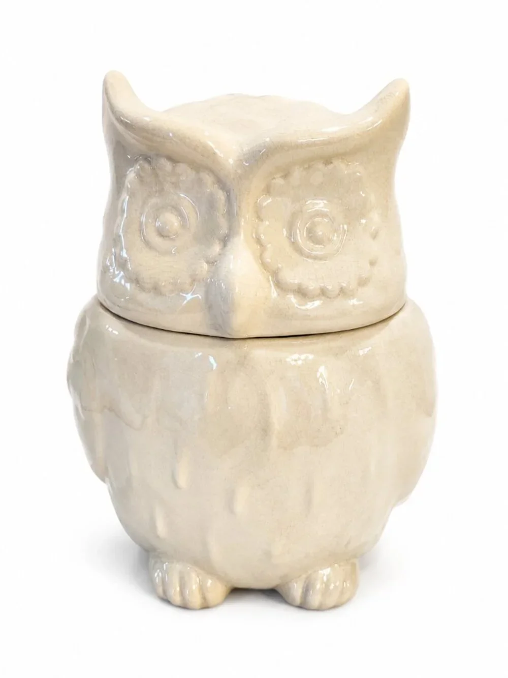 Threshold Owl Cookie Jar Cream Crackle Glaze Stoneware Ceramic Owl Canister